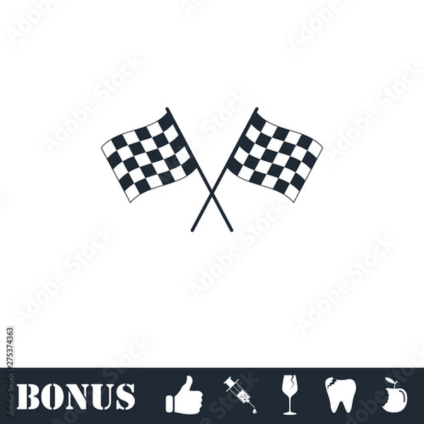 Fototapeta Racing flag icon flat