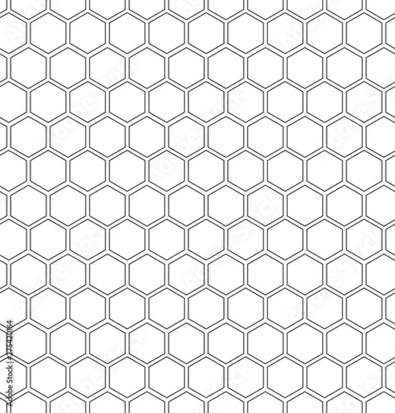 Obraz Hexagon honeycomb seamless background. Geometric outline simple texture. Vector illustration.