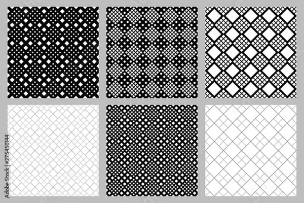 Fototapeta Seamless square pattern background set - vector graphic designs from diagonal squares