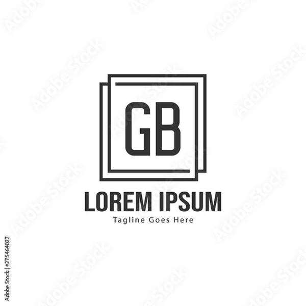 Fototapeta Initial GB logo template with modern frame. Minimalist GB letter logo vector illustration