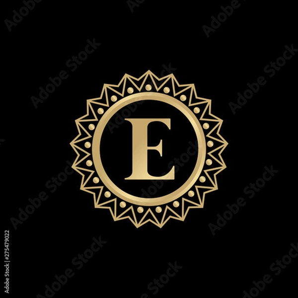 Fototapeta Luxury E letter logo design vector template
