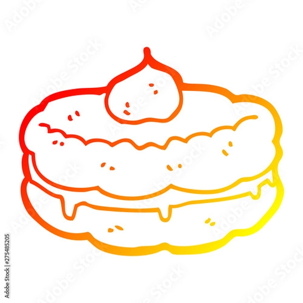 Fototapeta warm gradient line drawing cartoon biscuit
