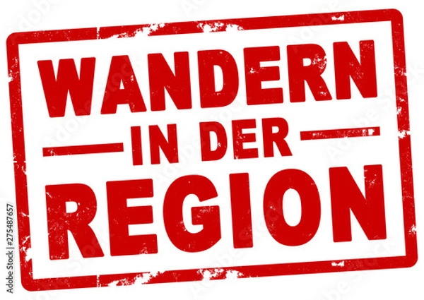 Fototapeta nlsb619 NewLongStampBanner nlsb - german banner - Aufkleber - Wandern in der Region: Stempel - einfach / rot / Druckvorlage - DIN A2, A3, A4 - new-version - xxl g7928