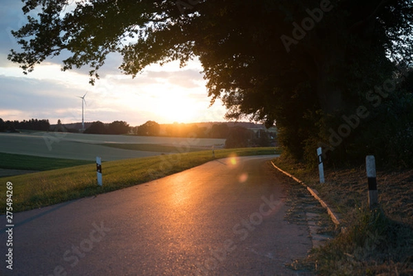 Obraz Sunset Road Bavaria Wind mill 