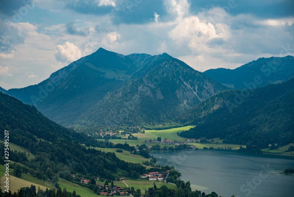 Obraz Schliersee Alpine summer landscape with clouds