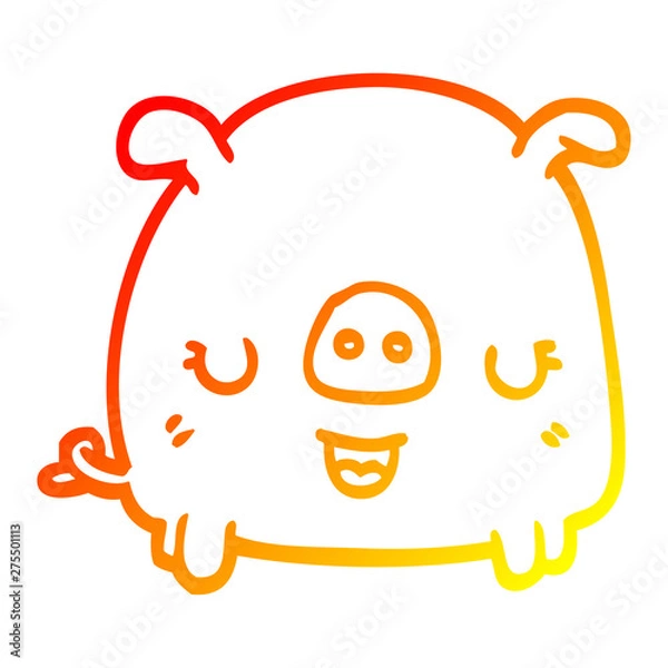 Obraz warm gradient line drawing cartoon pig