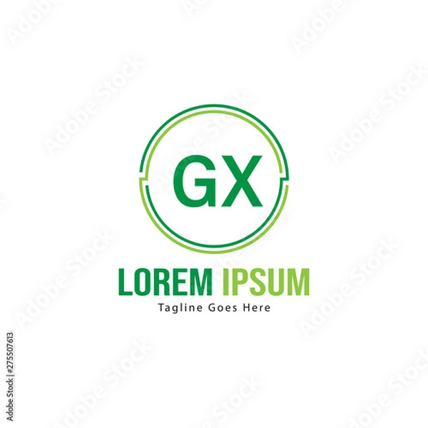 Obraz Initial GX logo template with modern frame. Minimalist GX letter logo vector illustration