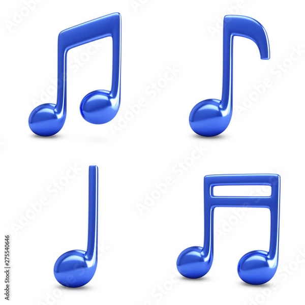 Obraz 3d Rendering Four Blue Music Notes isolated on white background