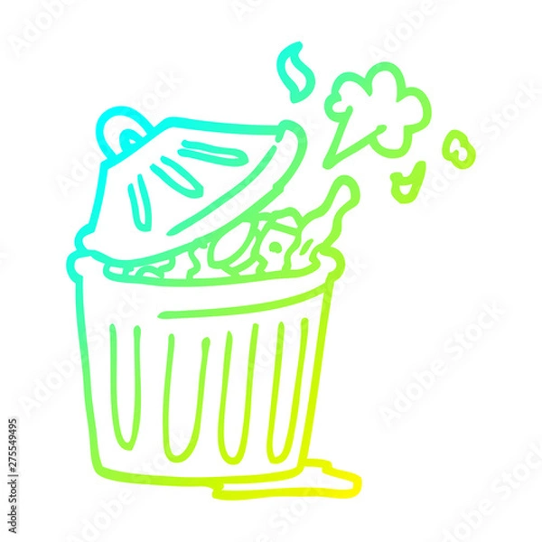 Fototapeta cold gradient line drawing cartoon waste bin