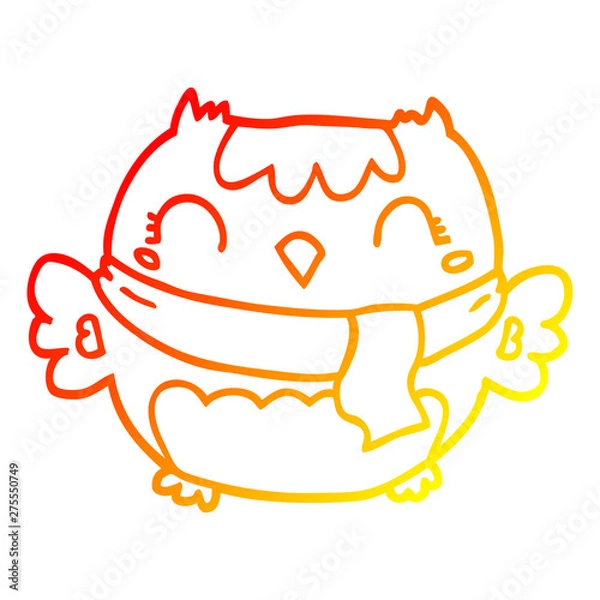 Obraz warm gradient line drawing cute cartoon owl