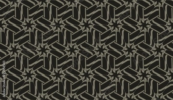 Fototapeta For interior wallpaper, smart design, fashion print.Vector seamless illustration with pattern in triangles style. Dark black color.