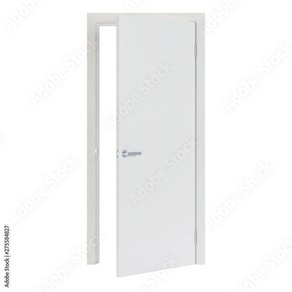 Fototapeta Interroom door isolated on white background. 3D rendering.