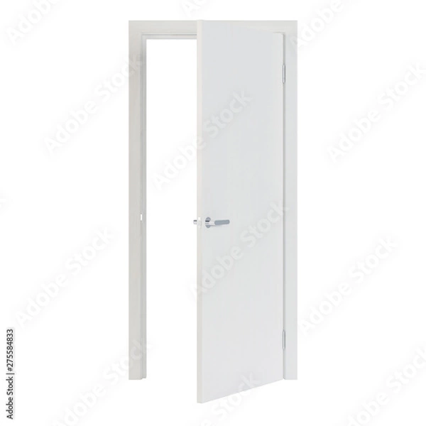 Fototapeta Interroom door isolated on white background. 3D rendering.