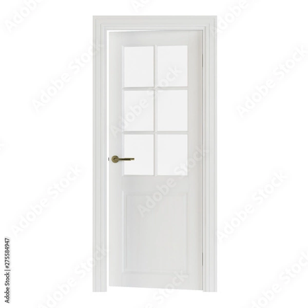 Fototapeta Interroom door isolated on white background. 3D rendering.