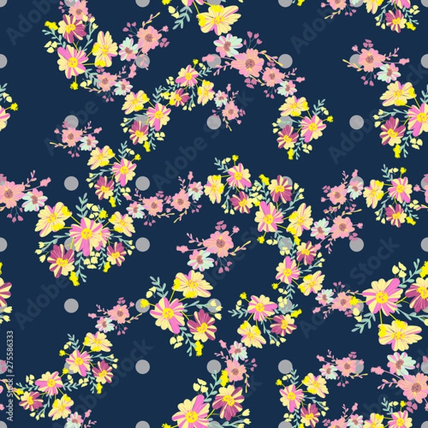 Obraz Minimalist flowers design. Seamless leaf pattern. Vector ditsy print illustration.