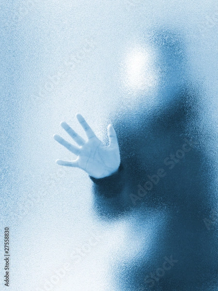 Obraz Silhouette of a girl through frosted glass