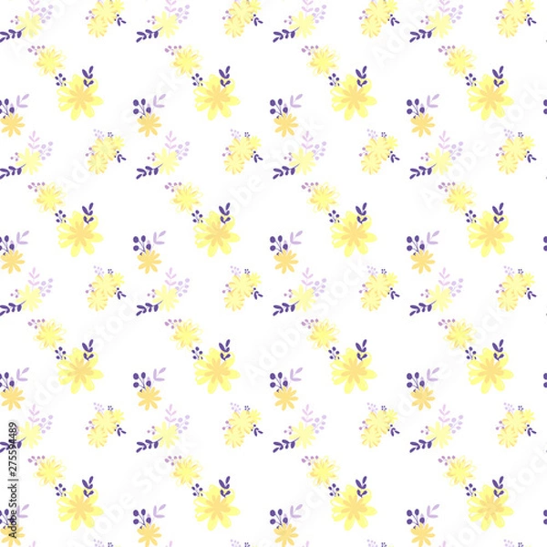 Obraz yellow warm simple plain vector smooth flowers in seamless pattern