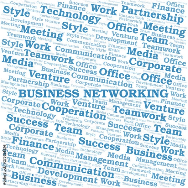 Fototapeta Business Networking word cloud. Collage made with text only.