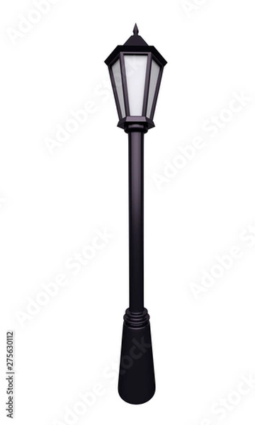 Fototapeta Classic street lamp isolated on white background. 3d rendering