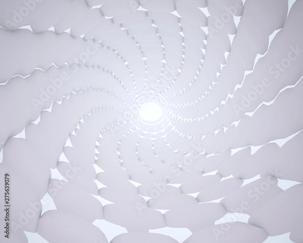 Fototapeta White interior with long corridor in modern space 3D Render,3d abstract tunnel