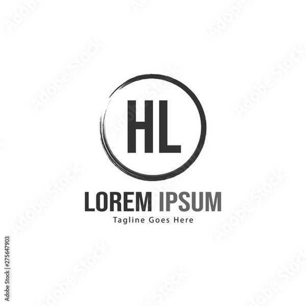 Fototapeta Initial HL logo template with modern frame. Minimalist HL letter logo vector illustration