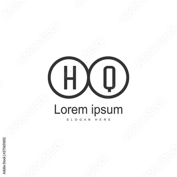 Fototapeta Initial HQ logo template with modern frame. Minimalist HQ letter logo vector illustration