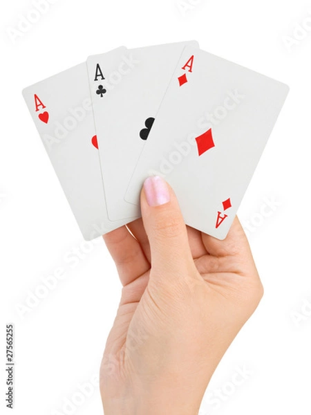 Fototapeta Hand with three aces