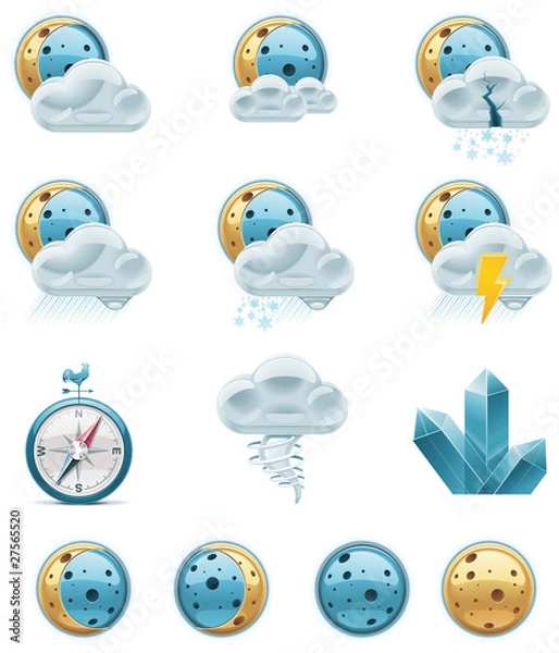Fototapeta Vector weather forecast icons. Part 2