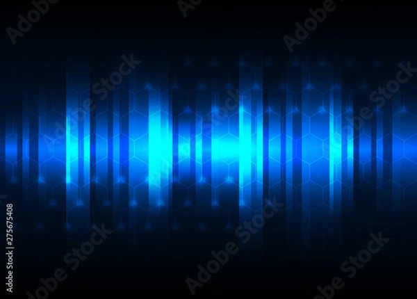 Fototapeta Sound wave vector background. Blue digital equalizer