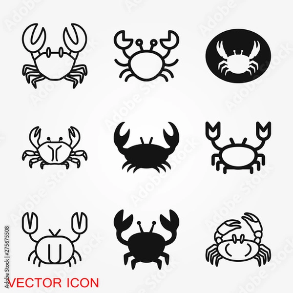 Fototapeta Crab vector icon. crab sign on background