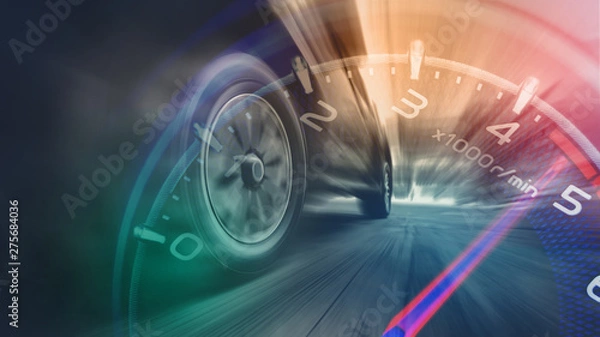 Fototapeta Opony wirują pędzącego samochodu