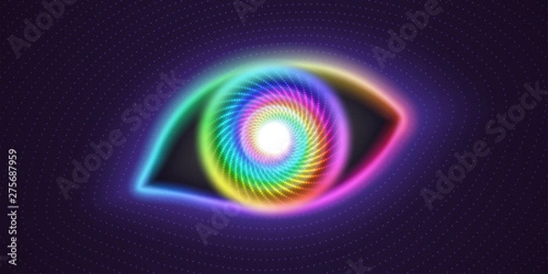 Fototapeta Rainbow eye, harmony spectrum of colors in the human pupil. Vector sacred illustration.