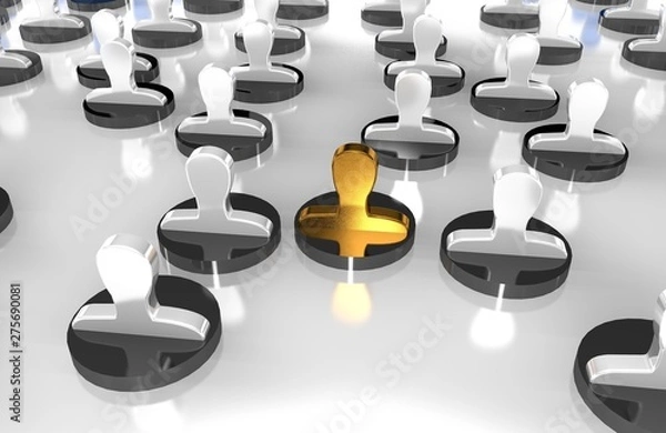 Fototapeta Social network internet chat community communication.The leader among the collective, highlighted by the gold material