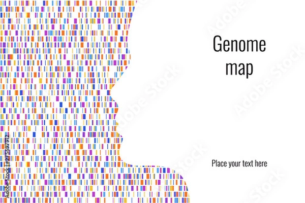 Obraz Dna test infographic. Vector illustration. Genome sequence map. Template for your design. Background, wallpaper. Barcoding. Big Genomic Data Visualization