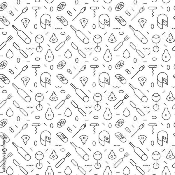 Obraz Seamless wine and cheese pattern with lines.