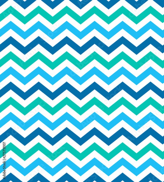 Fototapeta Chevron seamless pattern with aqua color shades