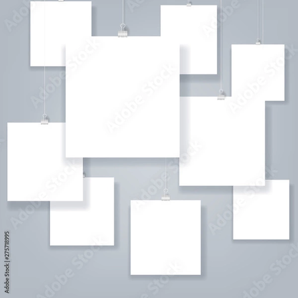 Obraz Mockup White Banners Isolated Grey Background