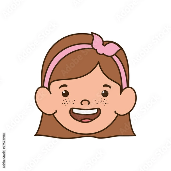 Fototapeta head of baby girl smiling with white background