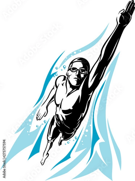 Fototapeta Swimmer Front Crawl