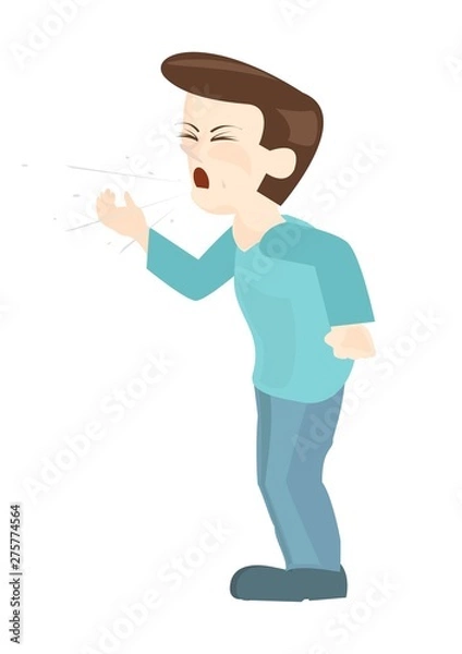 Obraz man coughs,a painful condition. vector image.