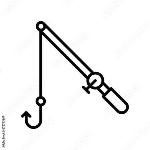 Fototapeta Fishing rod vector, Summer Holiday related line icon
