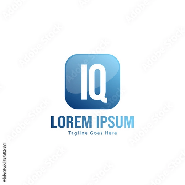 Obraz Initial IQ logo template with modern frame. Minimalist IQ letter logo vector illustration