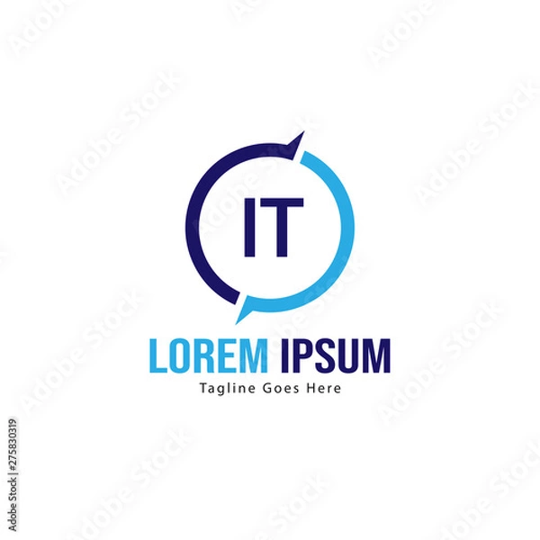 Obraz Initial IT logo template with modern frame. Minimalist IT letter logo vector illustration