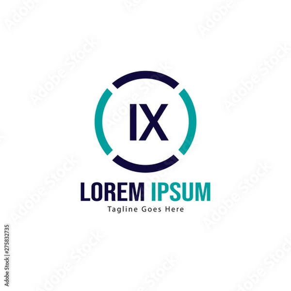 Obraz Initial IX logo template with modern frame. Minimalist IX letter logo vector illustration