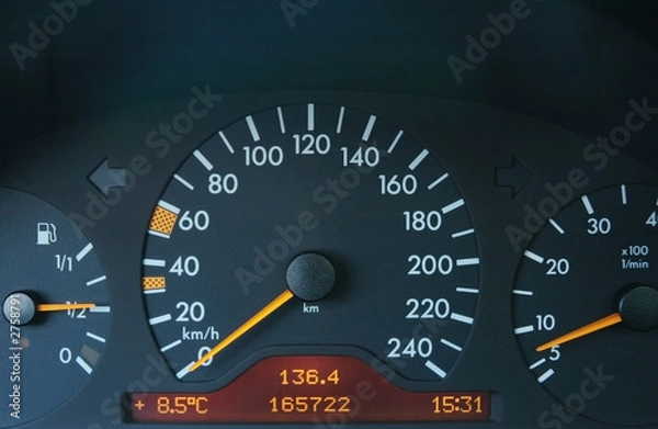 Fototapeta close up of the car black dashboard