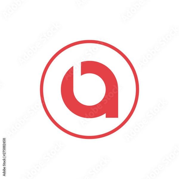 Fototapeta vector illustration letter a negative space letter b with circle icon logo design red color