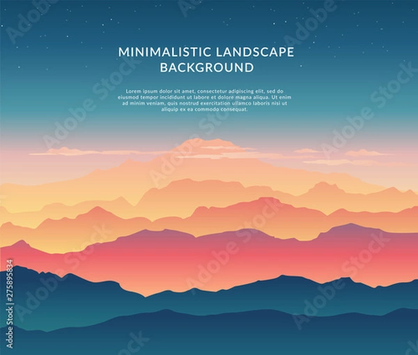 Obraz Minimalistic vector landscape background of mountains for your design.