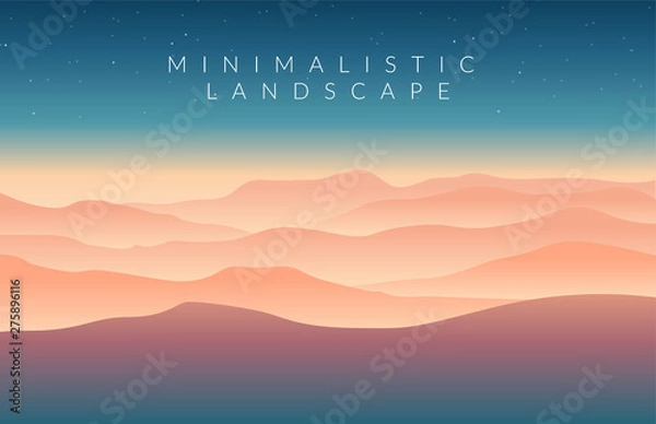 Fototapeta Minimalistic vector landscape background of mountains for your design.