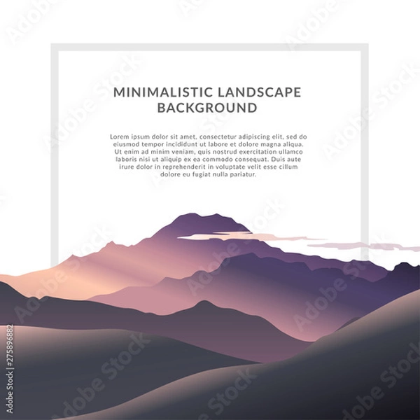 Obraz Minimalistic vector landscape background of mountains for your design.