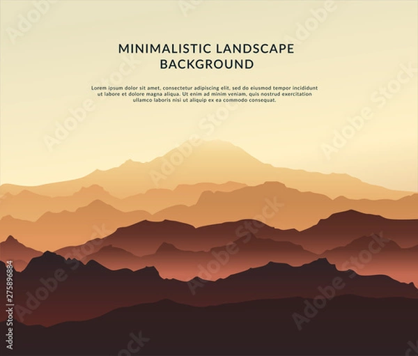 Fototapeta Minimalistic vector landscape background of mountains for your design.